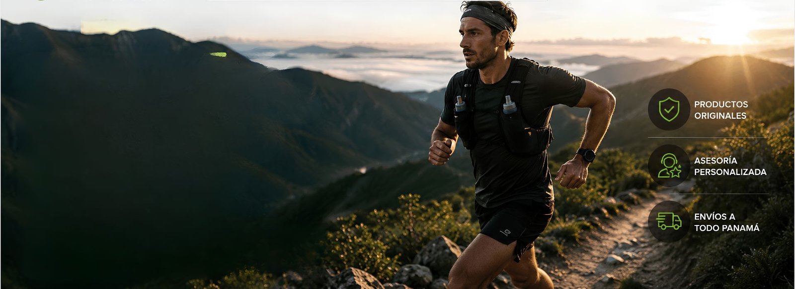 Corredor de trail running en la montaña